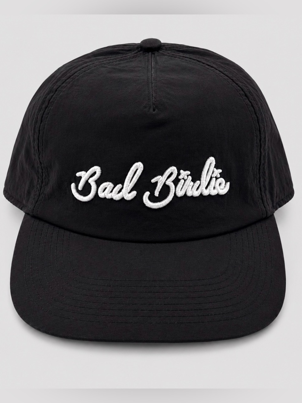Bad Birdie Black Golf Hat Snapback Adjustable Script Logo Nylon One Size OSFM